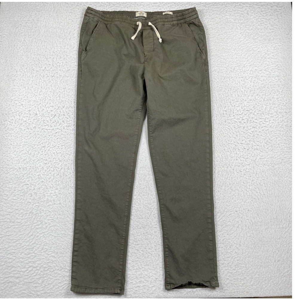 Marine Layer Pants Mens XXL Olive Saturday Slim Fit Organic Cotton Casual